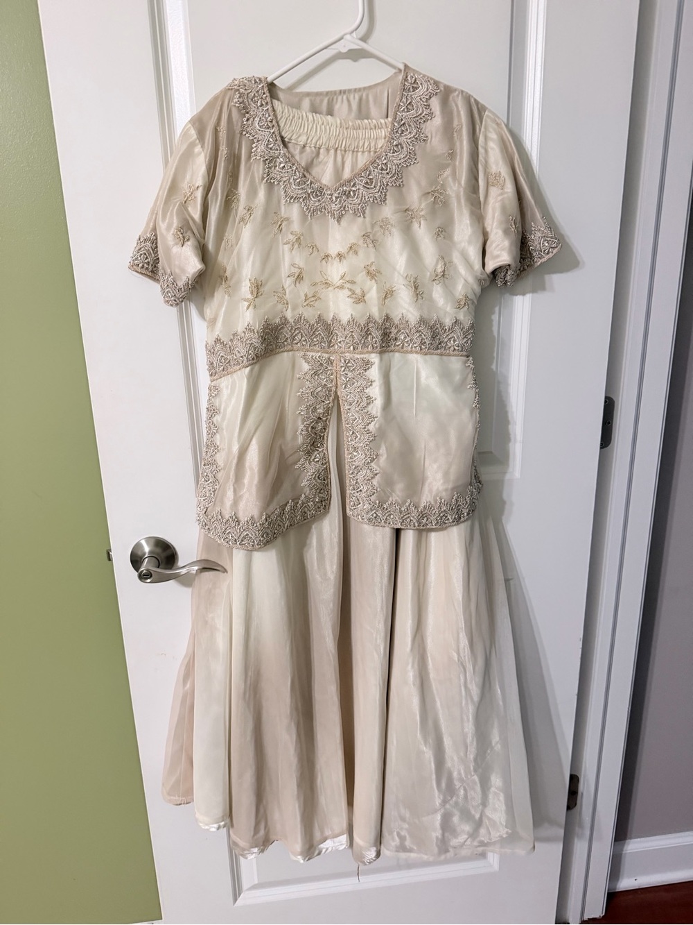 Beautiful Embroidered ombré cream and white lehenga suit - 2 pieces